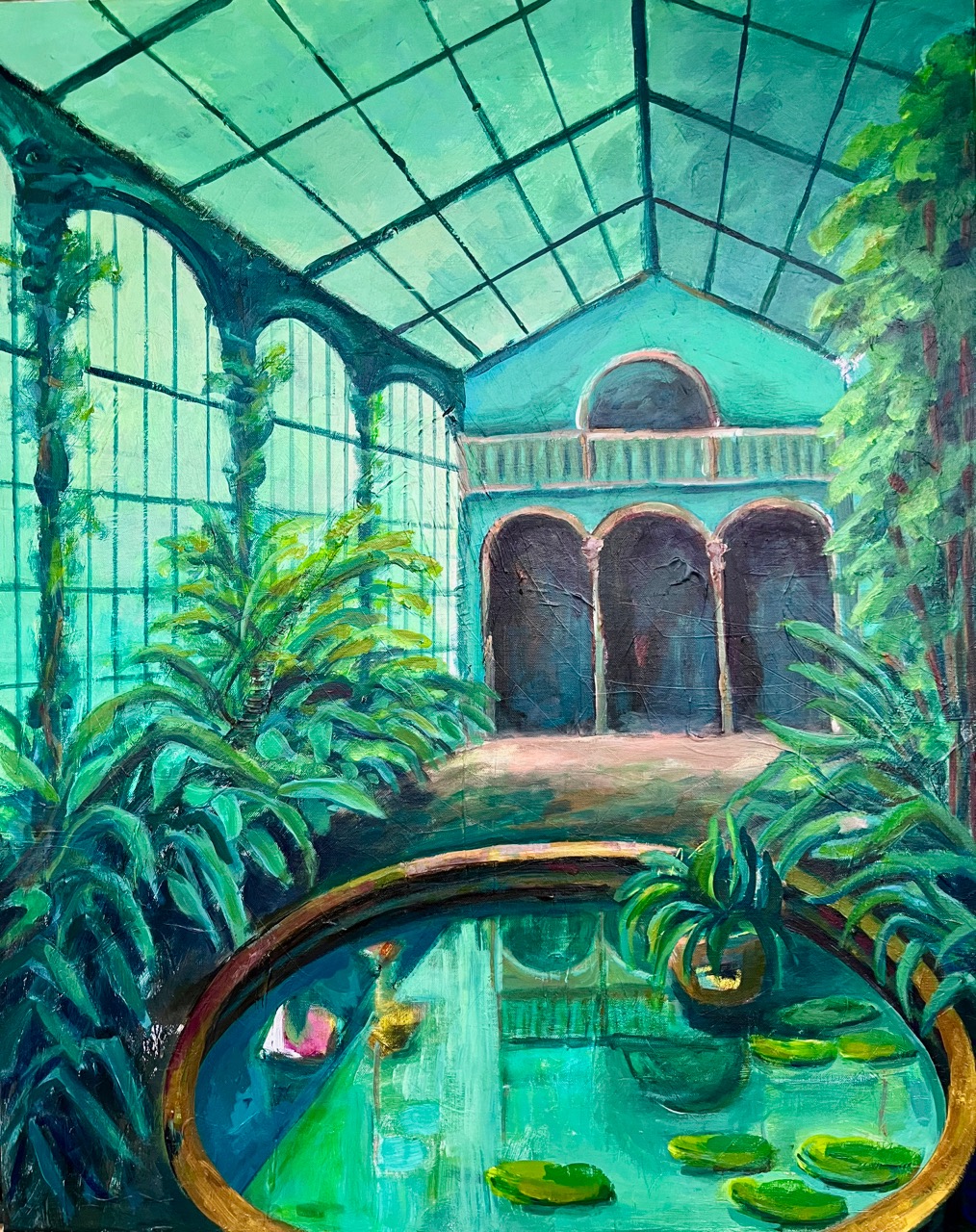 Garten-Palazzo – 5/2023, Acryl/LW, 80x100